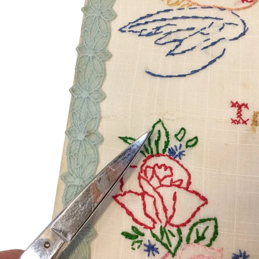 Vtg Finished Cross Stitch Crewel Prayer Now I Lay Me Down To Sleep Embroidery